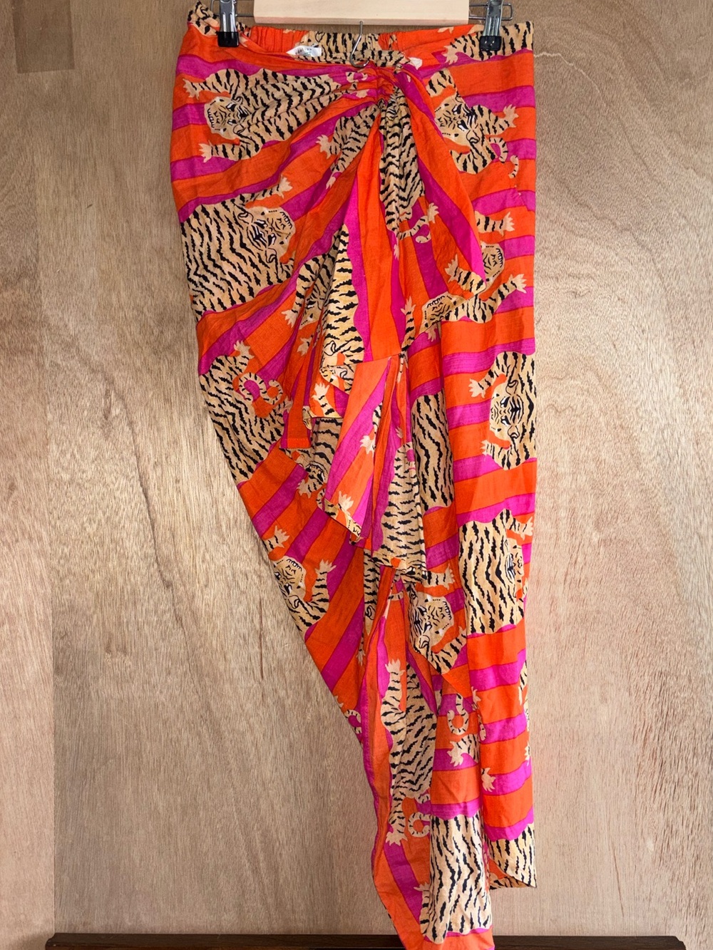 Tiger Print Pareo Sarong Wrap Orange Pink Y2K Maximalist Guadalupe S